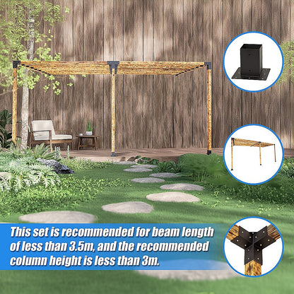 Roof Pergola Gazebo Shed Matte Black Steel Brackets DIY Kits V63-847801