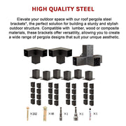Roof Pergola Gazebo Shed Matte Black Steel Brackets DIY Kits V63-847801