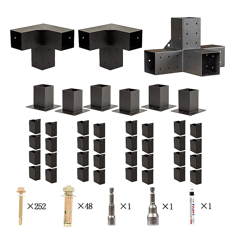Roof Pergola Gazebo Shed Matte Black Steel Brackets DIY Kits V63-847801