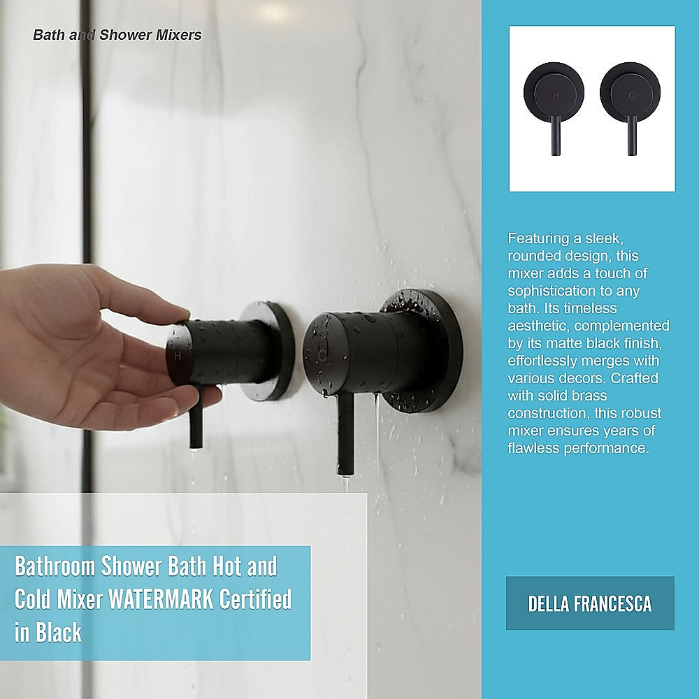 Bathroom Shower Bath Hot and Cold Mixer WATERMARK Certified in Black V63-847871