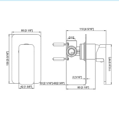 Single Square Shower Bath Mixer Tap Bathroom WATERMARK Approved in Chrome V63-847951