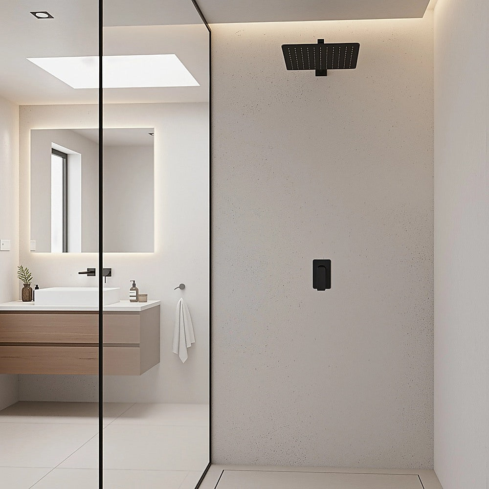 Single Square Shower Bath Mixer Tap Bathroom WATERMARK Approved in Black V63-847961