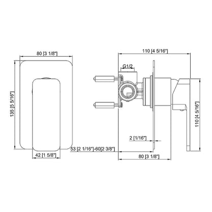 Single Square Shower Bath Mixer Tap Bathroom WATERMARK Approved in Black V63-847961