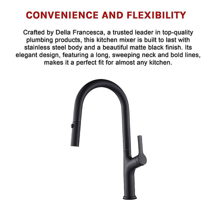 Kitchen Laundry Bathroom Basin Sink Pull Out Mixer Tap Faucet in Black V63-847991
