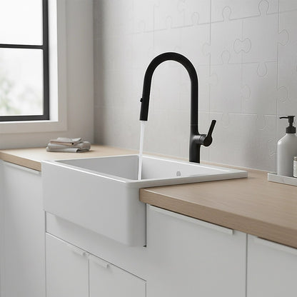 Kitchen Laundry Bathroom Basin Sink Pull Out Mixer Tap Faucet in Black V63-847991