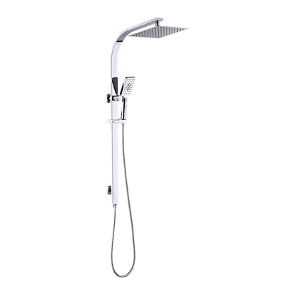 WELS 10" Rain Shower Head Set Square Dual Heads High Pressure with Handheld in Chrome V63-848011