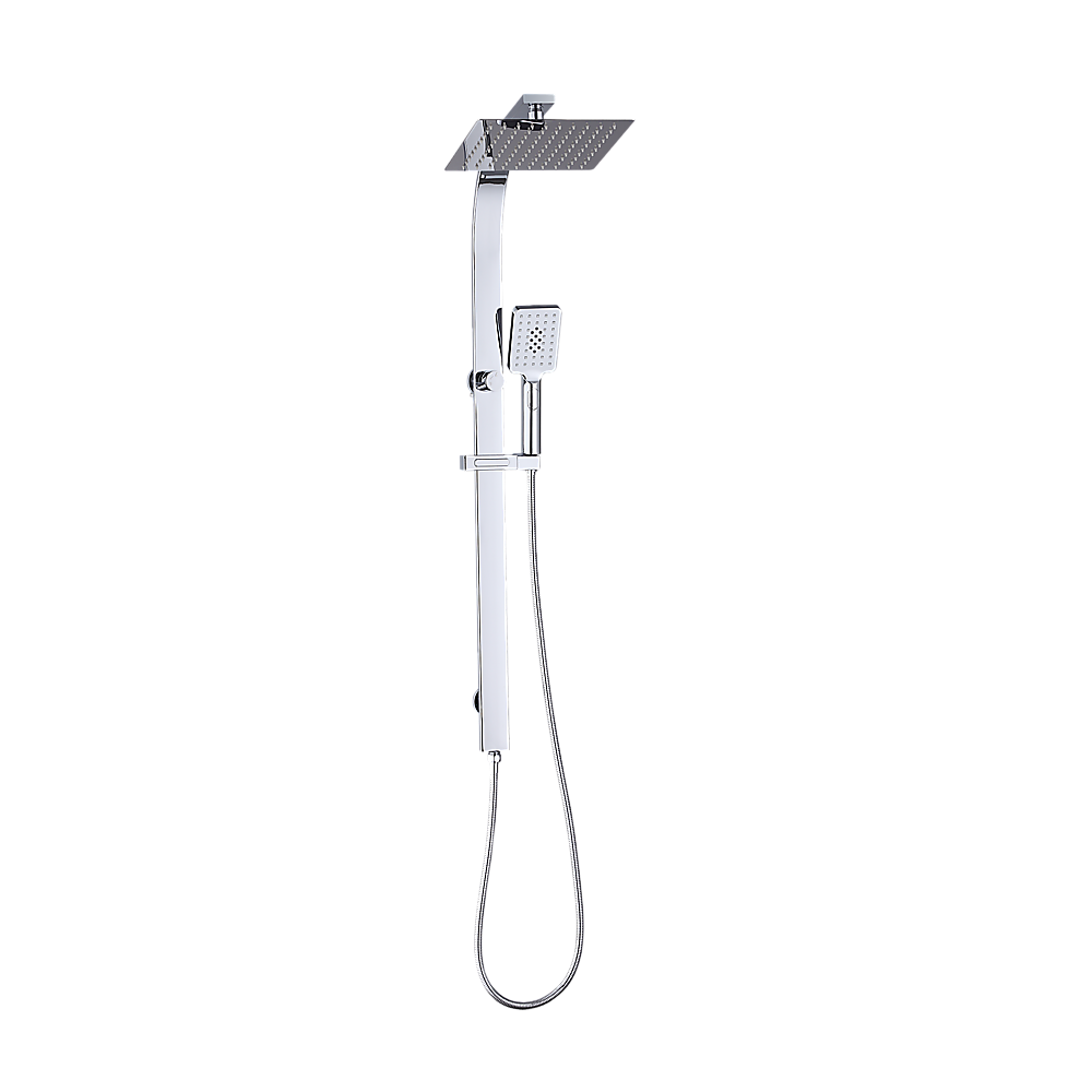 WELS 10" Rain Shower Head Set Square Dual Heads High Pressure with Handheld in Chrome V63-848011