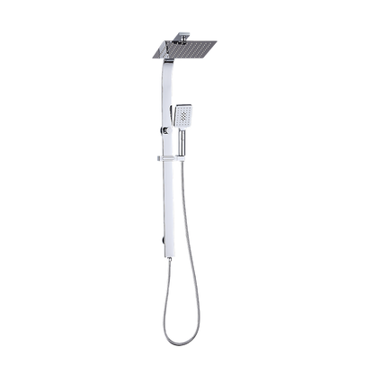 WELS 10" Rain Shower Head Set Square Dual Heads High Pressure with Handheld in Chrome V63-848011
