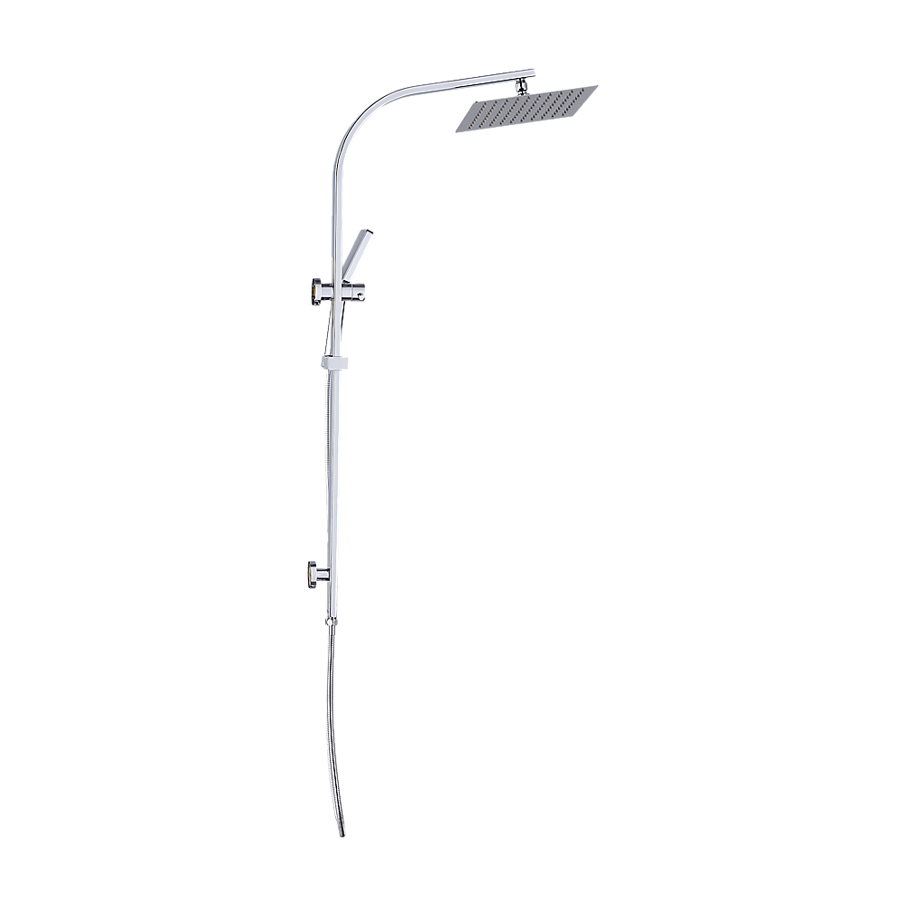 WELS 10" Rain Shower Head Set Square Dual Heads High Pressure with Handheld in Chrome V63-848011