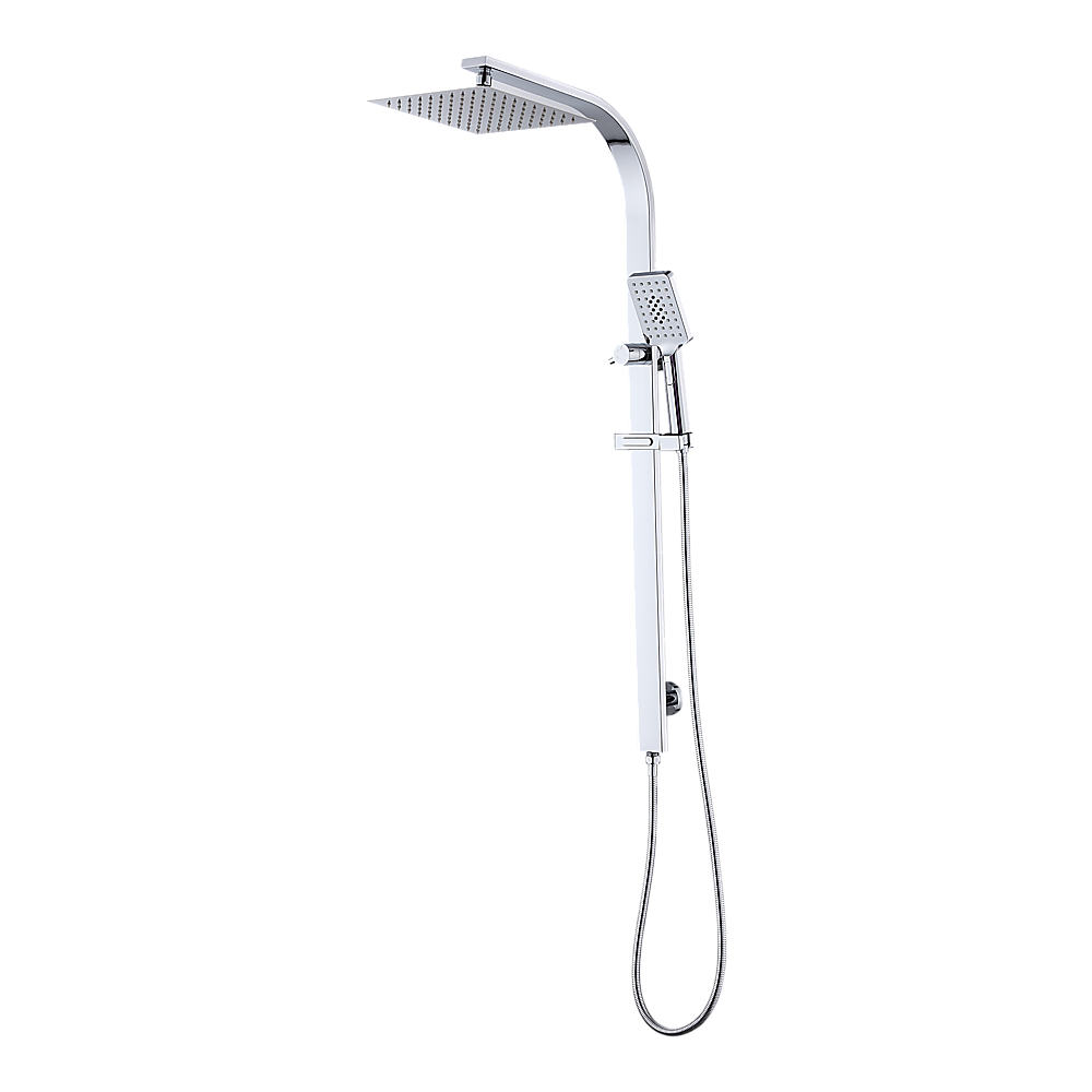 WELS 10" Rain Shower Head Set Square Dual Heads High Pressure with Handheld in Chrome V63-848011