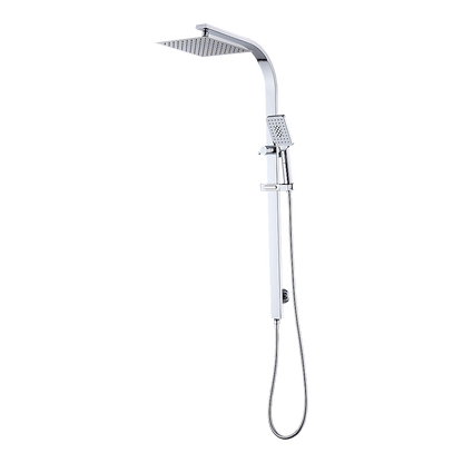 WELS 10" Rain Shower Head Set Square Dual Heads High Pressure with Handheld in Chrome V63-848011