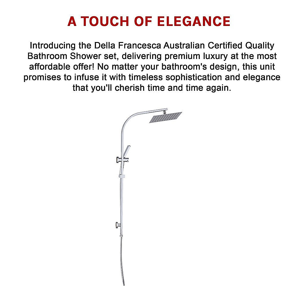 WELS 10" Rain Shower Head Set Square Dual Heads High Pressure with Handheld in Chrome V63-848011