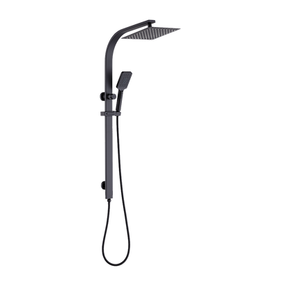 WELS 10" Rain Shower Head Set Square Dual Heads High Pressure with Handheld in Black V63-848021