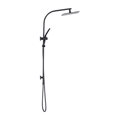 WELS 10" Rain Shower Head Set Square Dual Heads High Pressure with Handheld in Black V63-848021
