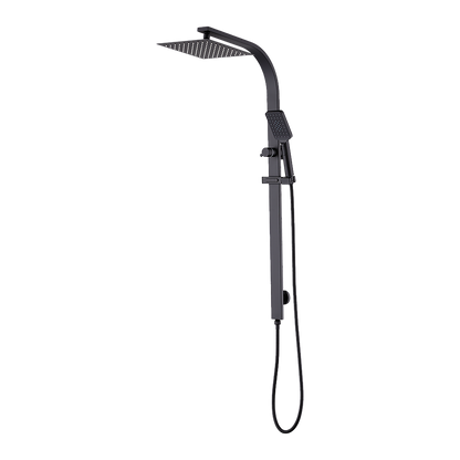 WELS 10" Rain Shower Head Set Square Dual Heads High Pressure with Handheld in Black V63-848021
