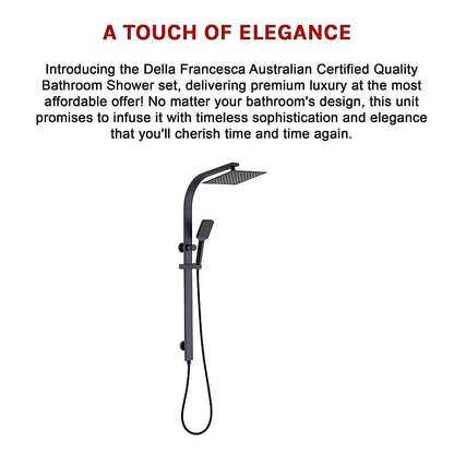 WELS 10" Rain Shower Head Set Square Dual Heads High Pressure with Handheld in Black V63-848021