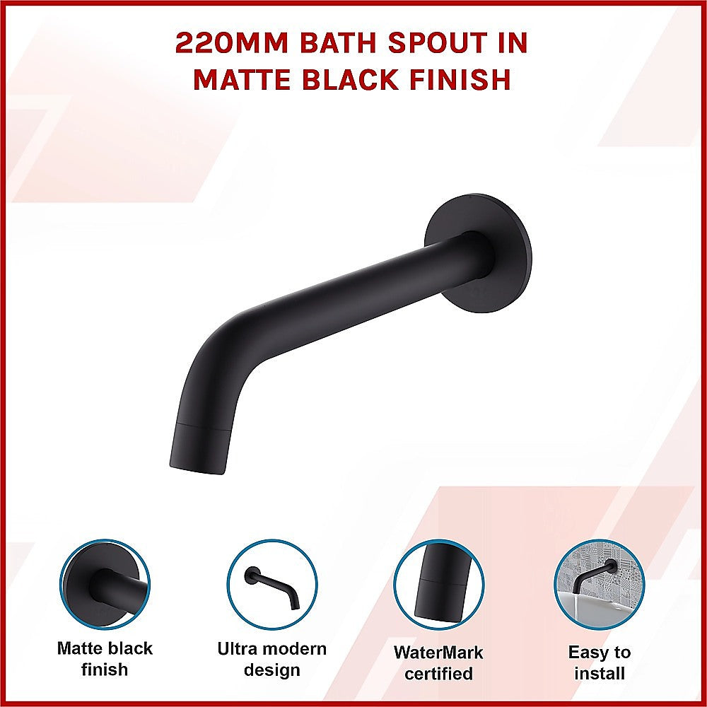 220mm Bath Spout in Matte Black Finish V63-848041