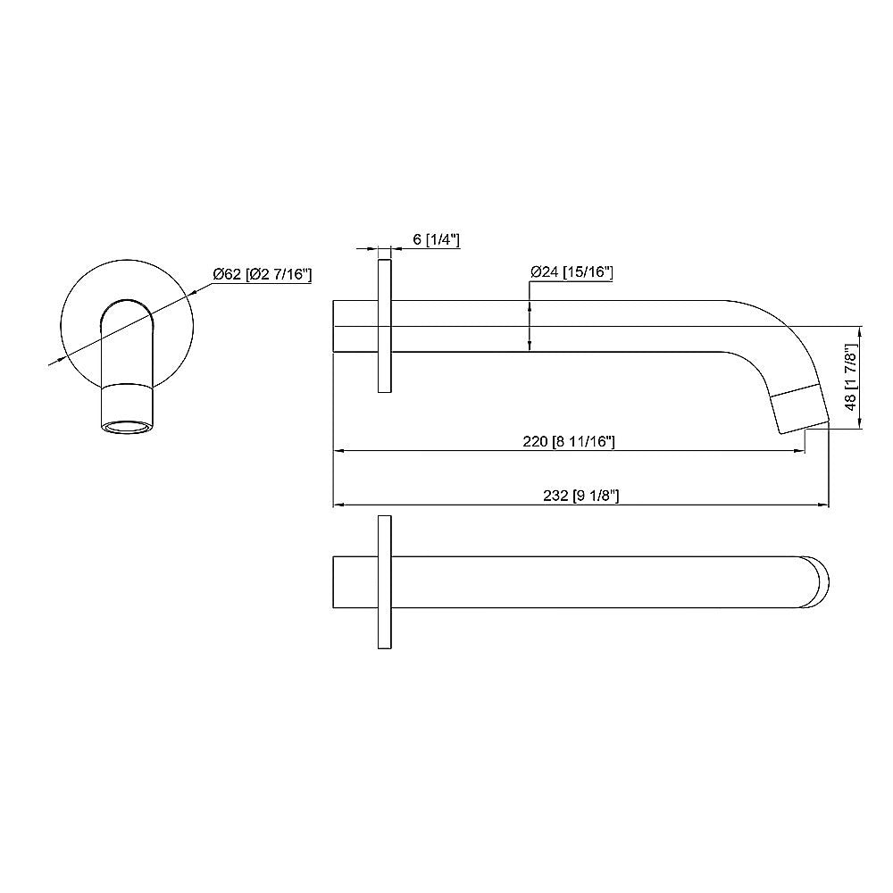 220mm Bath Spout in Matte Black Finish V63-848041