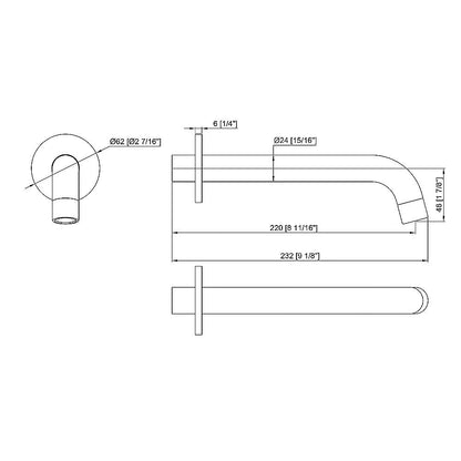 220mm Bath Spout in Matte Black Finish V63-848041
