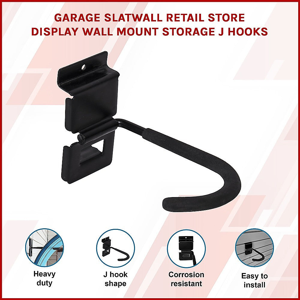Garage Slatwall Retail Store Display Wall Mount Storage J Hooks V63-848131