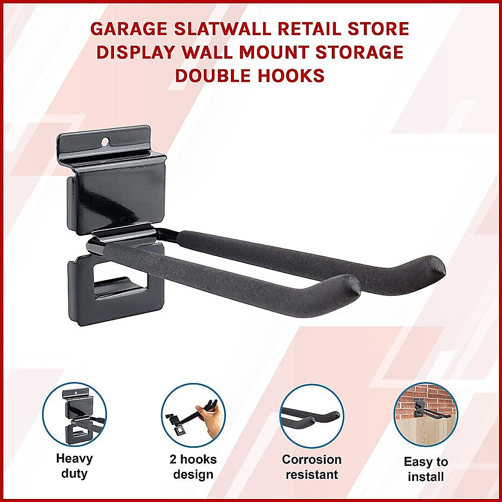 Garage Slatwall Retail Store Display Wall Mount Storage Double Hooks V63-848151