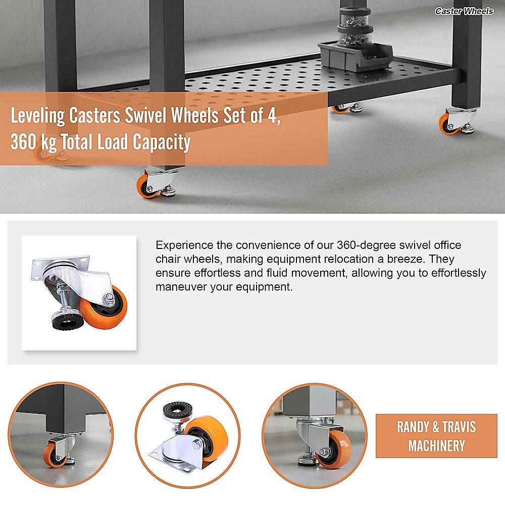 Leveling Casters Swivel Wheels Set of 4, 360 kg Total Load Capacity V63-848161