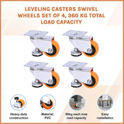 Leveling Casters Swivel Wheels Set of 4, 360 kg Total Load Capacity V63-848161