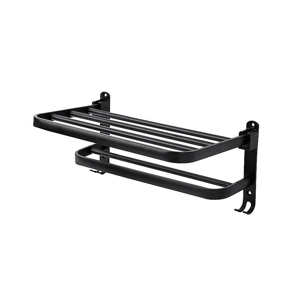 Towel Rack Folding Holder with Hook Accessories Wall Hanger Aluminium Bar Shelf V63-848211