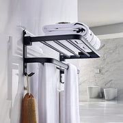 Towel Rack Folding Holder with Hook Accessories Wall Hanger Aluminium Bar Shelf V63-848211