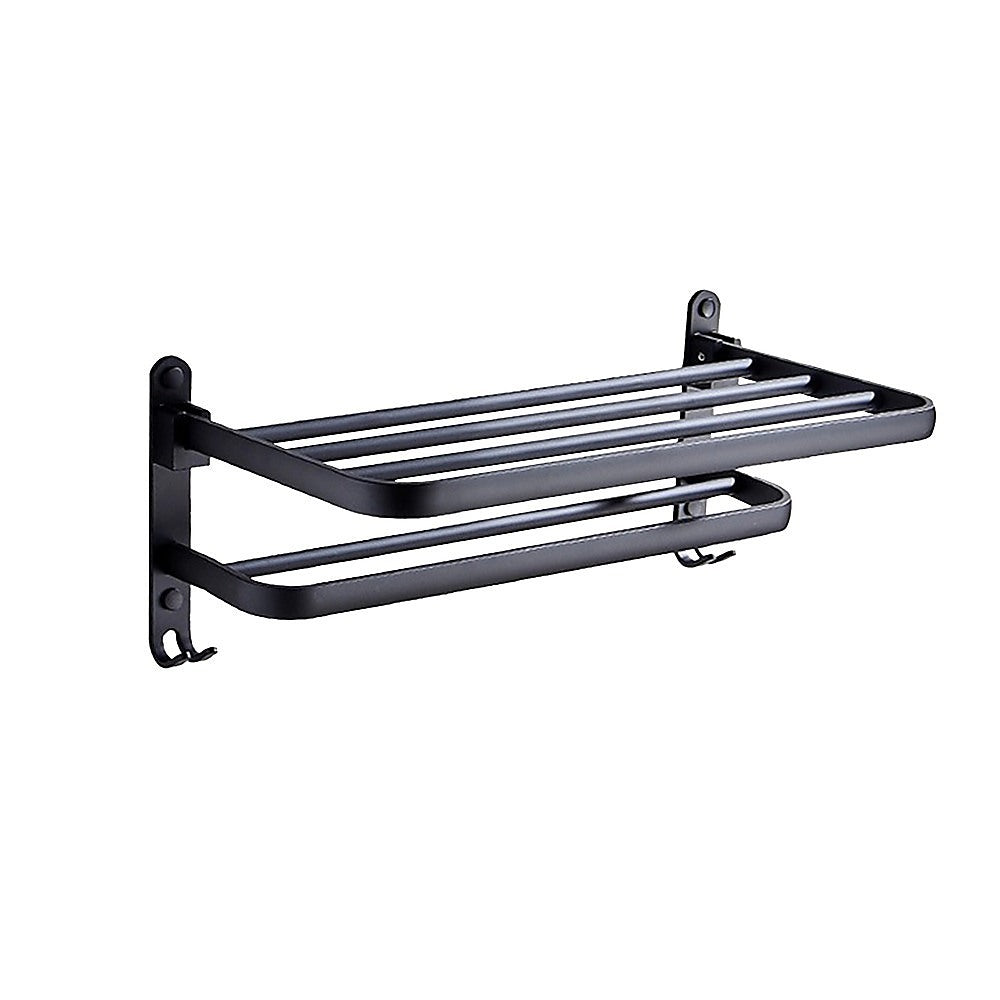 Towel Rack Folding Holder with Hook Accessories Wall Hanger Aluminium Bar Shelf V63-848211