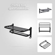 Towel Rack Folding Holder with Hook Accessories Wall Hanger Aluminium Bar Shelf V63-848211