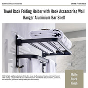 Towel Rack Folding Holder with Hook Accessories Wall Hanger Aluminium Bar Shelf V63-848211