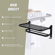 Towel Rack Folding Holder with Hook Accessories Wall Hanger Aluminium Bar Shelf V63-848211
