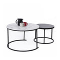 Set of 2 Coffee Table Round Marble Nesting Side End Table Furniture V63-848251