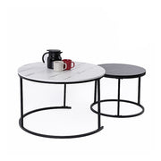 Set of 2 Coffee Table Round Marble Nesting Side End Table Furniture V63-848251