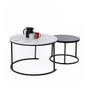 Set of 2 Coffee Table Round Marble Nesting Side End Table Furniture V63-848251