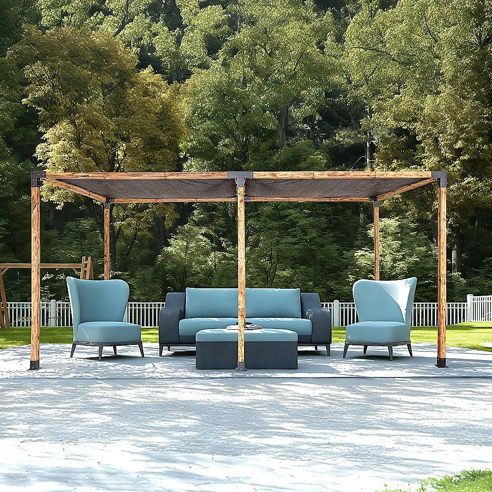 Roof Pergola Gazebo Shed Matte Black Steel Brackets and Black Screen DIY Kits V63-848271