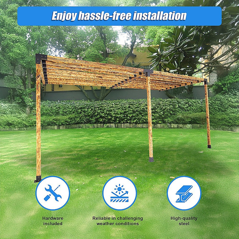 Roof Pergola Gazebo Shed Matte Black Steel Brackets and Black Screen DIY Kits V63-848271