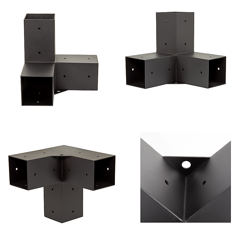 Roof Pergola Gazebo Shed Matte Black Steel Brackets and Black Screen DIY Kits V63-848271