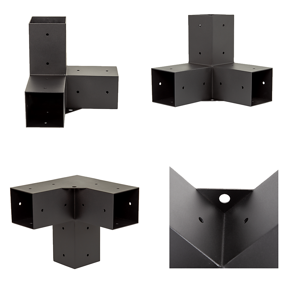 Roof Pergola Gazebo Shed Matte Black Steel Brackets and Black Screen DIY Kits V63-848271