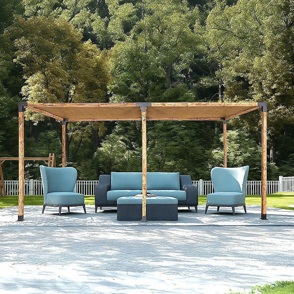 Roof Pergola Gazebo Shed Matte Black Steel Brackets and Coffee Screen DIY Kits V63-848281