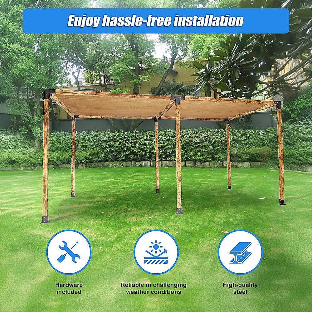 Roof Pergola Gazebo Shed Matte Black Steel Brackets and Coffee Screen DIY Kits V63-848281