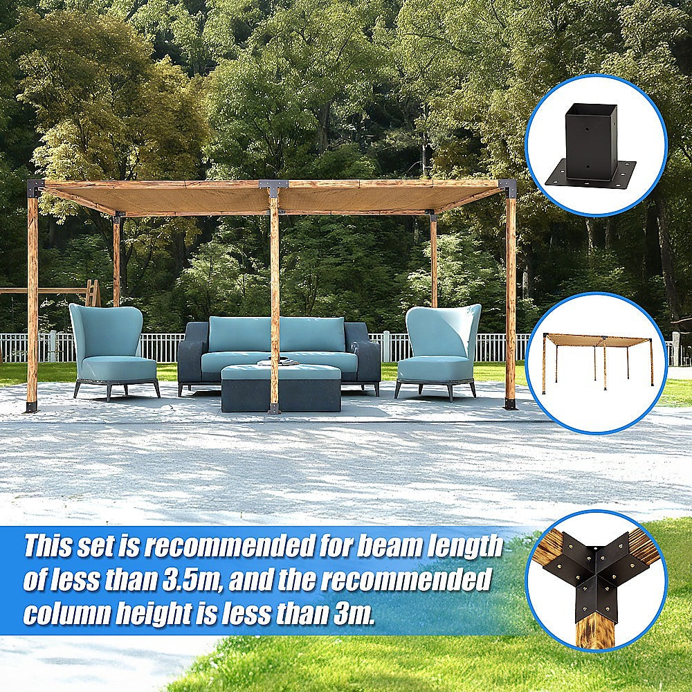 Roof Pergola Gazebo Shed Matte Black Steel Brackets and Coffee Screen DIY Kits V63-848281