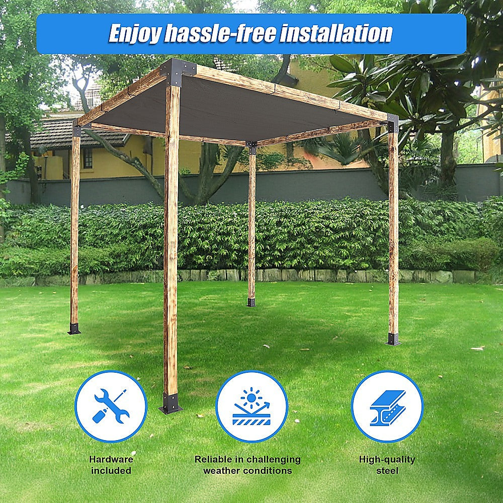 Roof Pergola Gazebo Shed Matte Black Steel Brackets and Black Screen DIY Kits V63-848291