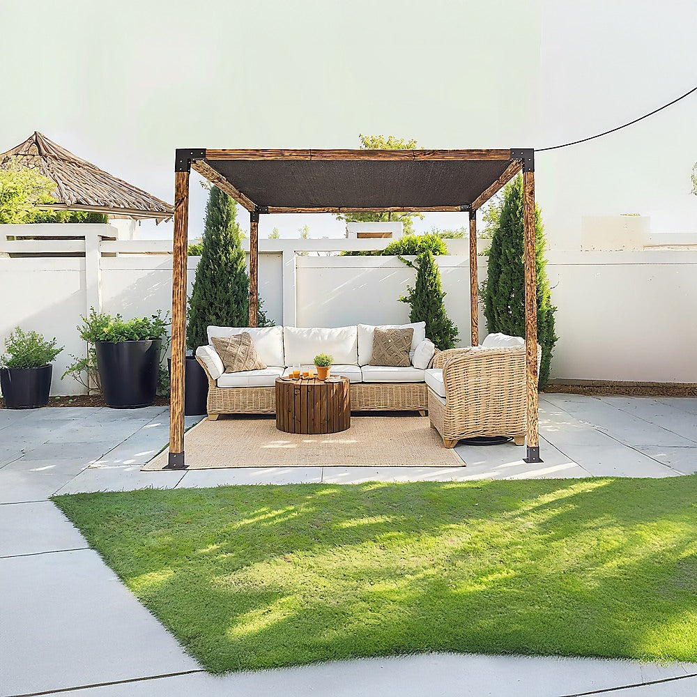 Roof Pergola Gazebo Shed Matte Black Steel Brackets and Black Screen DIY Kits V63-848291