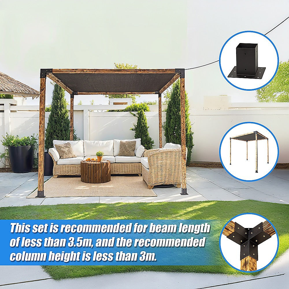 Roof Pergola Gazebo Shed Matte Black Steel Brackets and Black Screen DIY Kits V63-848291