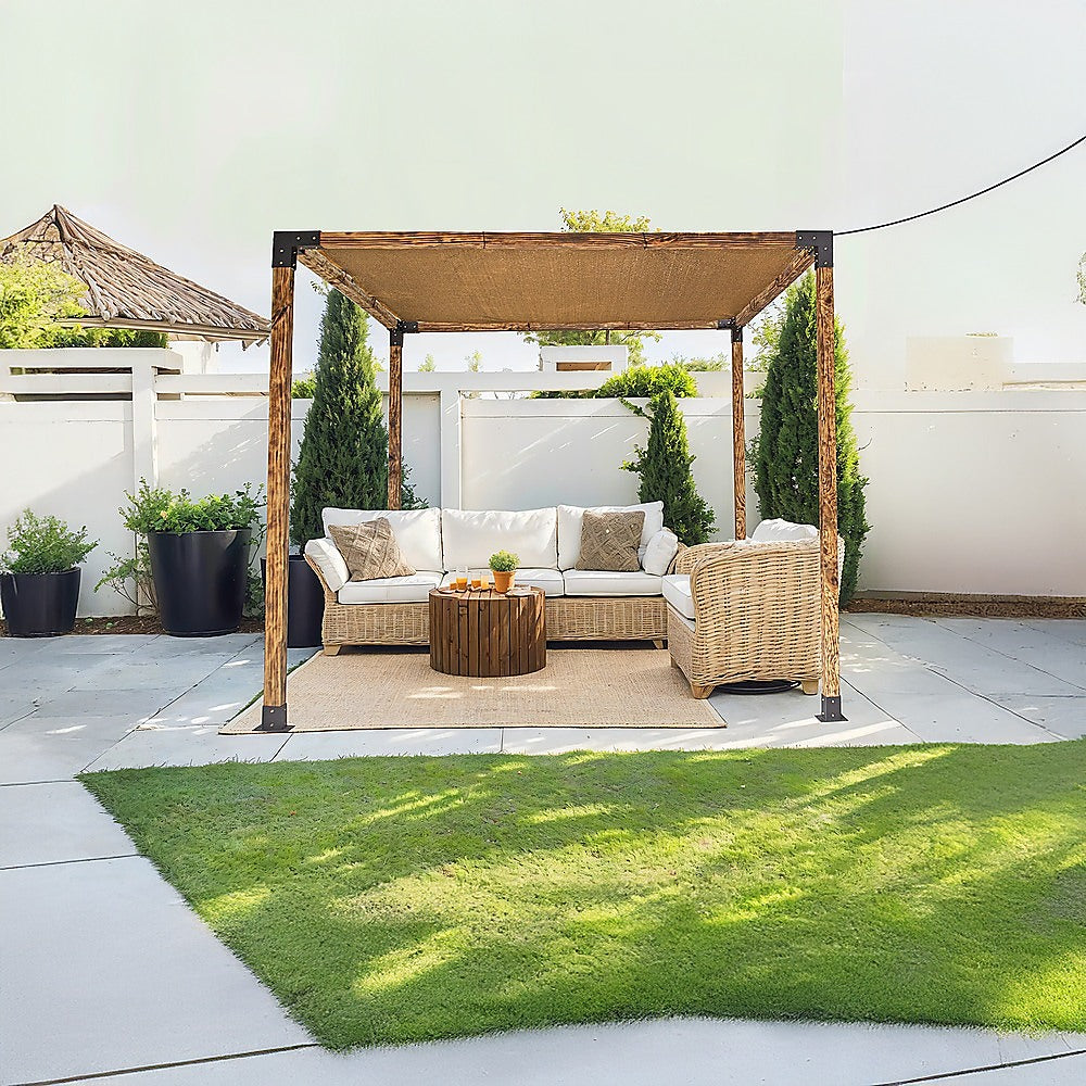 Roof Pergola Gazebo Shed Matte Black Steel Brackets and Coffee Screen DIY Kits V63-848301