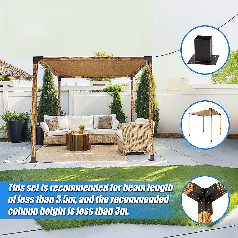 Roof Pergola Gazebo Shed Matte Black Steel Brackets and Coffee Screen DIY Kits V63-848301