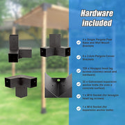 Roof Pergola Gazebo Shed Matte Black Steel Brackets and Coffee Screen DIY Kits V63-848301