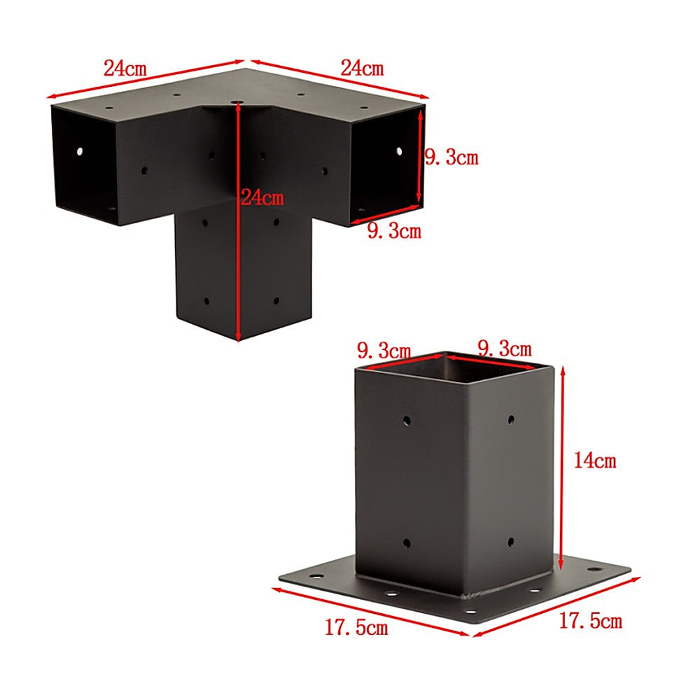 Roof Pergola Gazebo Shed Matte Black Steel Brackets and Coffee Screen DIY Kits V63-848301
